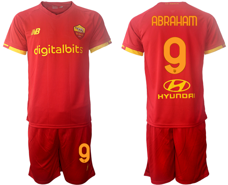 Men 2021-2022 Club AS Roma home red #9 Soccer Jersey